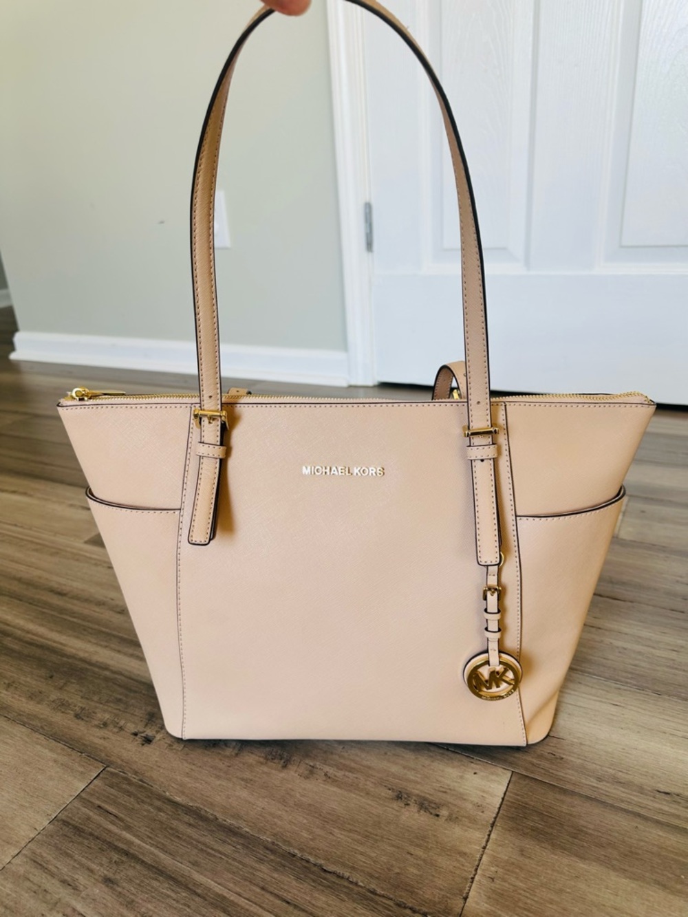 Michael Kors Blush Leather Tote with Gold Charm